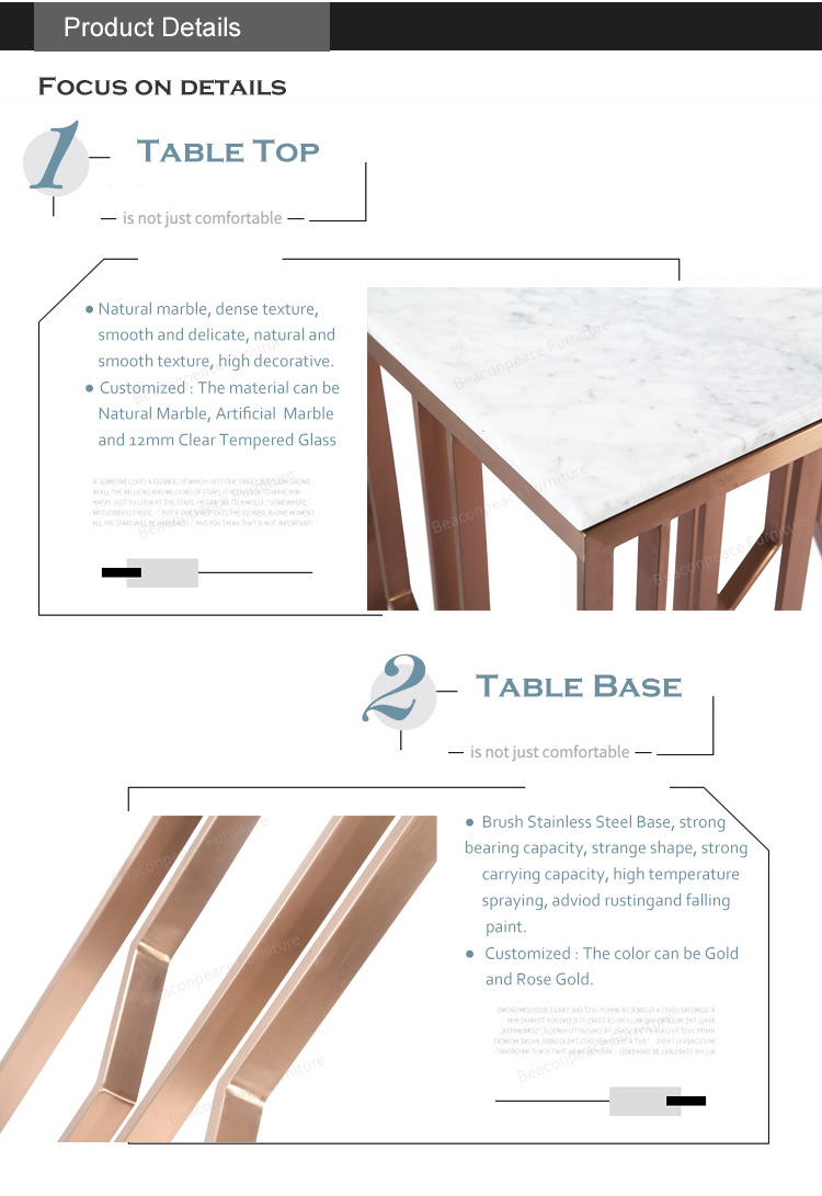 Stainless Steel Frame Carranza White Marble Table Top