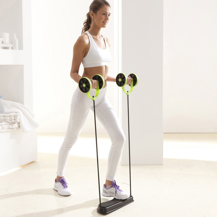 Multifunctional Tension Rope Double Wheel Ab Roller Leg Exercise Wheel High ElasticTube