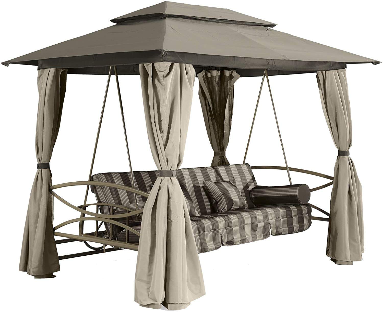UV Resistant Canopy Swing Bench Anthracite Steel All Weather Garden Swing Seat