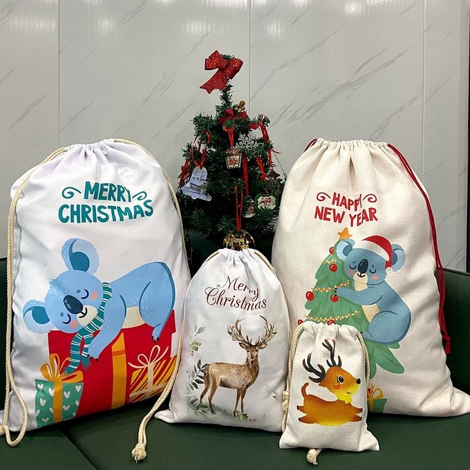 Various Sizes Linen Sublimation Drawstring Pouch Customization 20*28cm 26*32cm