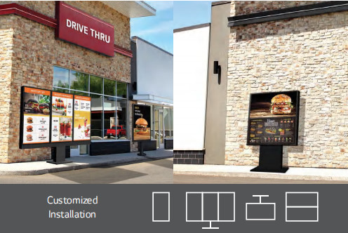55 Inch 3000 Nits Restaurants Digital Menu Board Stand High Brightness