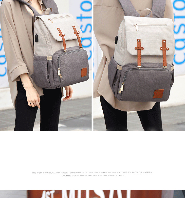 ISO9001 Fashion Mummy Maternity Nappy Diaper Bag Backpack With USB