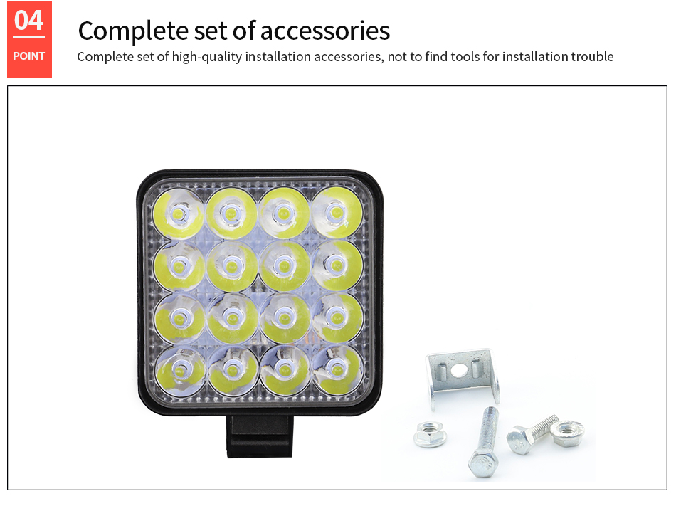 48W 16LED 4WD Square Led Work Lights Off Road Work Light