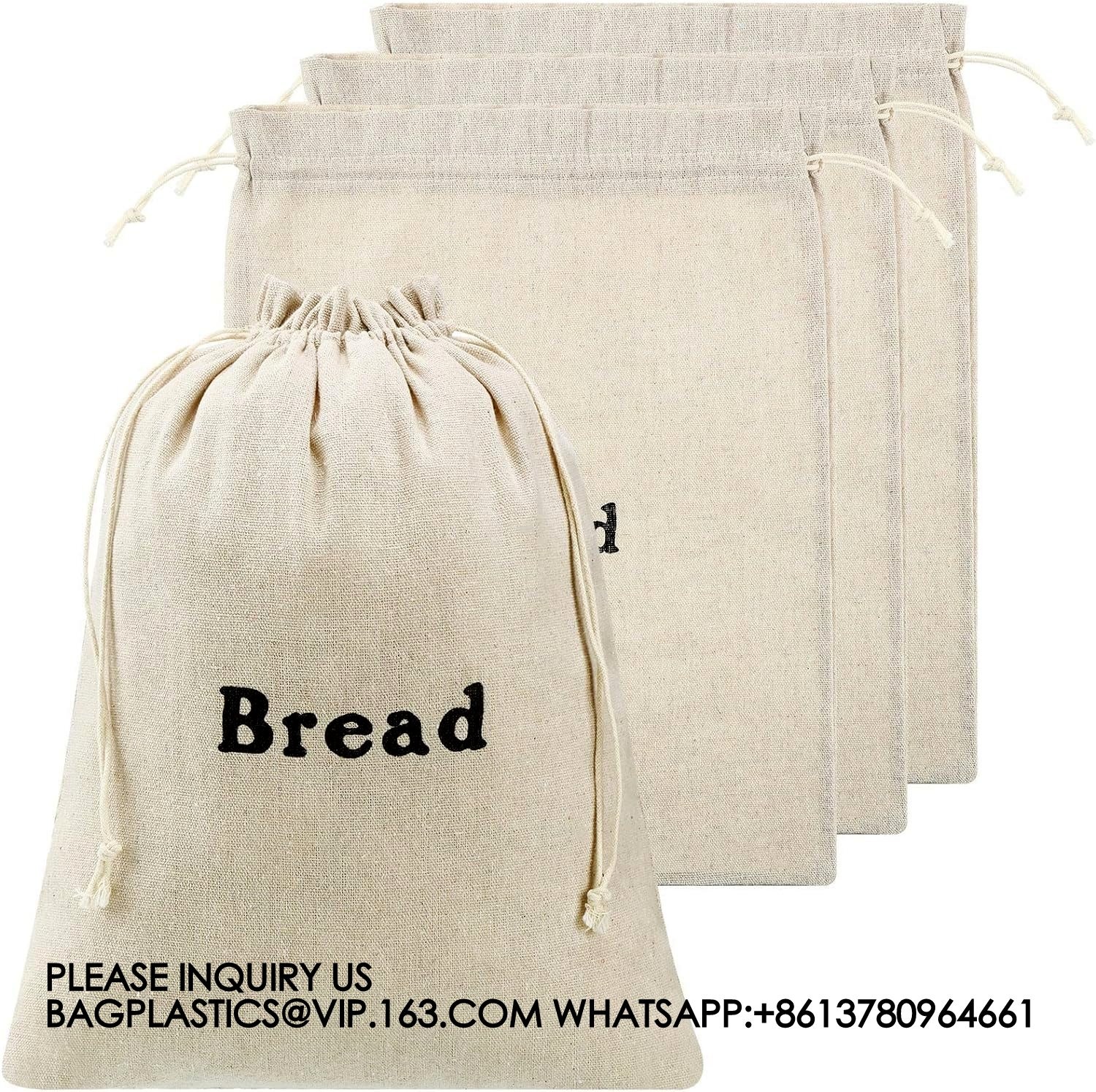 Burlap Linen Bread Bag Cloth Bread Bags, Linen Bread Bags Large Reusable Bread Bags For Homemade Bread Sourdough