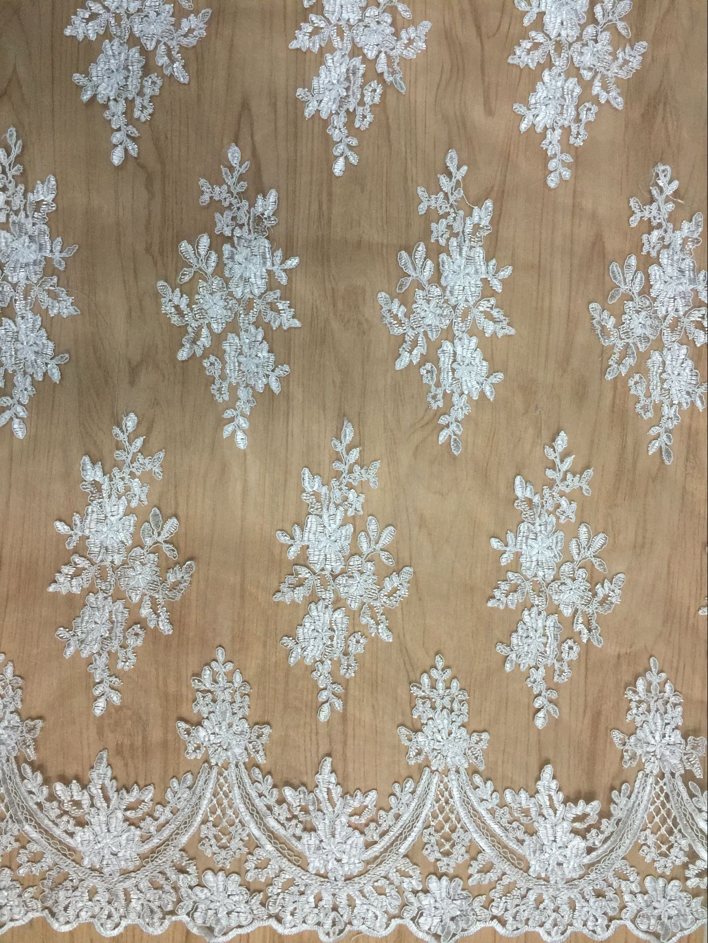 2017 new design embroidry tulle lace fabric With Cord for Bridal Dress