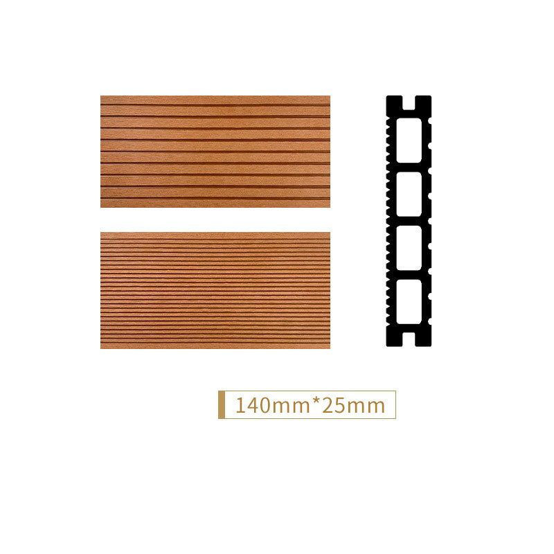 Non - Slip Groove WPC Decking Boards Outdoor Panel Road Park Engineering Floor Plank 140x25mm Gray Tan
