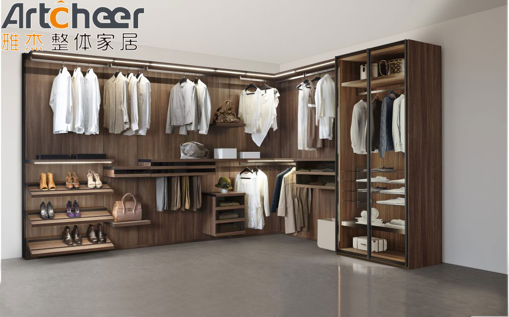 Custom Size Walk In Bedroom Wall Wardrobe For Women Modern Stylish Open Design Adjustable Height