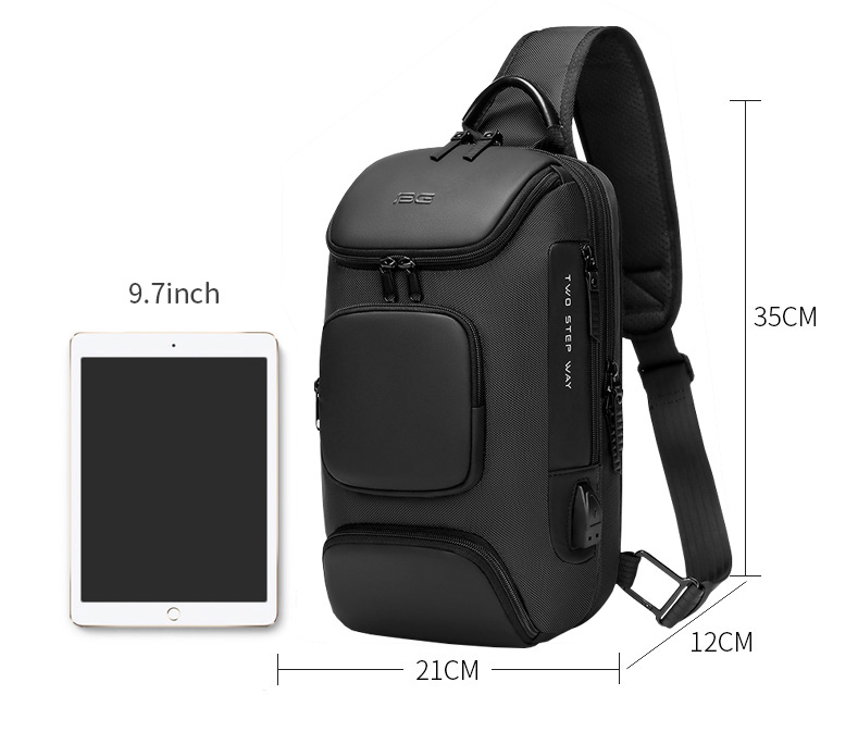 Factory wholesale custom LOGO fashion anti theft men customized waterproof shoulder chest crossbody sling bag for men