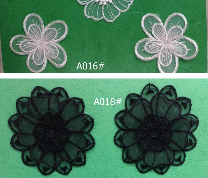 Garment Accessories Embroidery Organza Applique Flower with Sequin