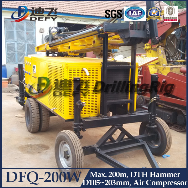 200m Multi-Functional Wheel Type DTH Rock Drilling Machine DFQ-200W