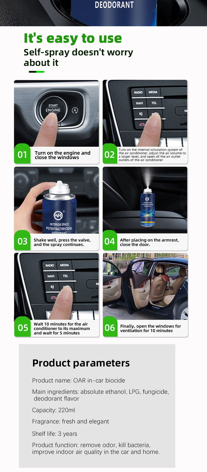 Efficiently Kill Bacteria and Remove Odor with Ora Automotive Vehicle Fogger's Formula