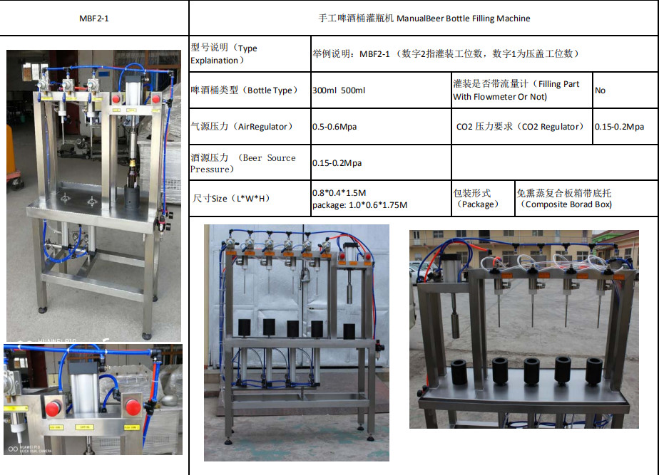 330ml / 500ml Manual Beer Bottling Machine , Automatic 4 Head Beer Bottle Filler