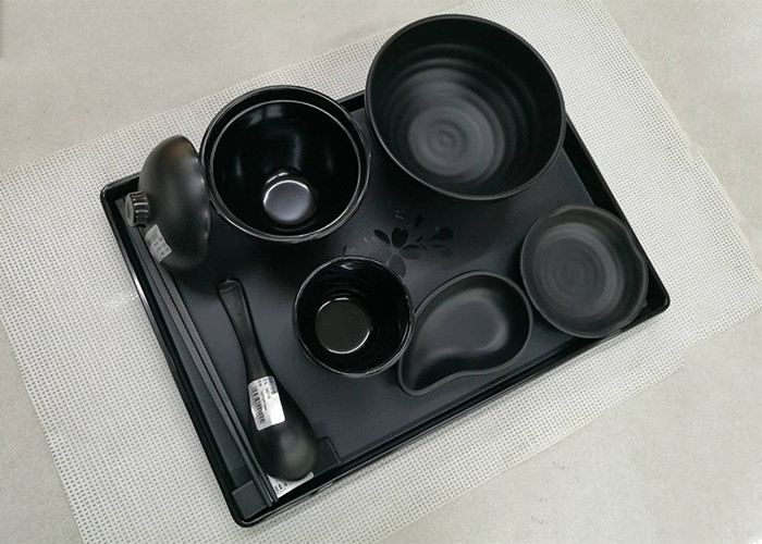Imitation Porcelain Dinnerware Sets Japanese And Korea Series Tableware Black Melamine