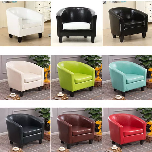 PVC Leather Modern Single Armchair Weedtree Frame For Restaurant Club Seat