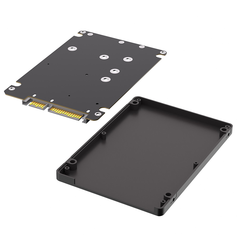 Full-size NGFF M.2 B Key/mSATA SSD to 2.5 SATA3 Adapter 2 in 1 with Plastic Enclosure