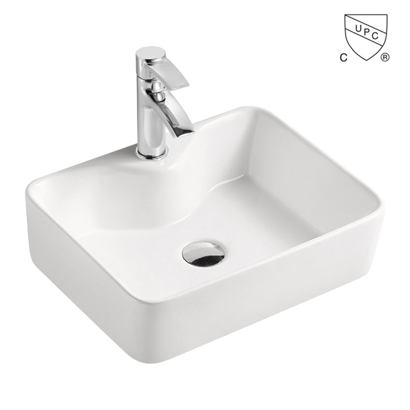 Porcelain Above Counter Top Bathroom Sink 600mm Wide White Rectangle