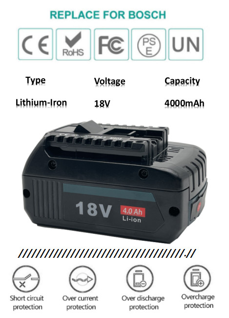 OEM ODM 4Ah 18V Replacement Battery Power Tool BOSCH Li Ion Battery