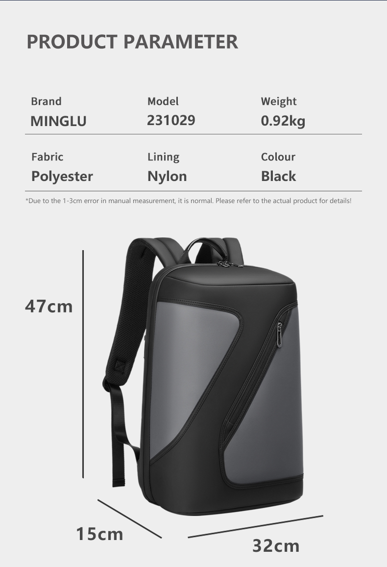 Polyester Black Anti Theft Waterproof Travel Laptop Backpack 20Litre
