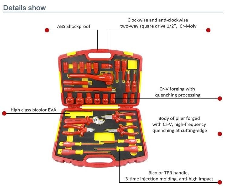29PCS Electrician Tool Set 1000V VDE Insulated Electric Hand Tool Set