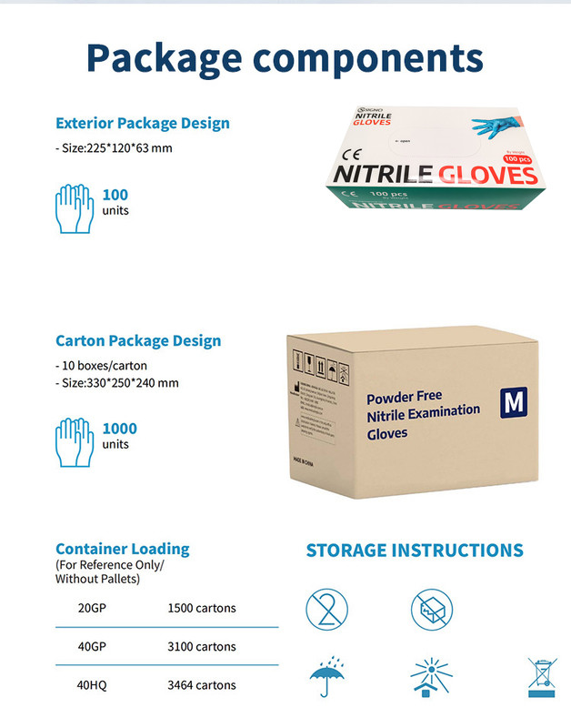 ISO13485 ISO14001 Xl Xxl Medical Disposable Nitrile Gloves Powder Free
