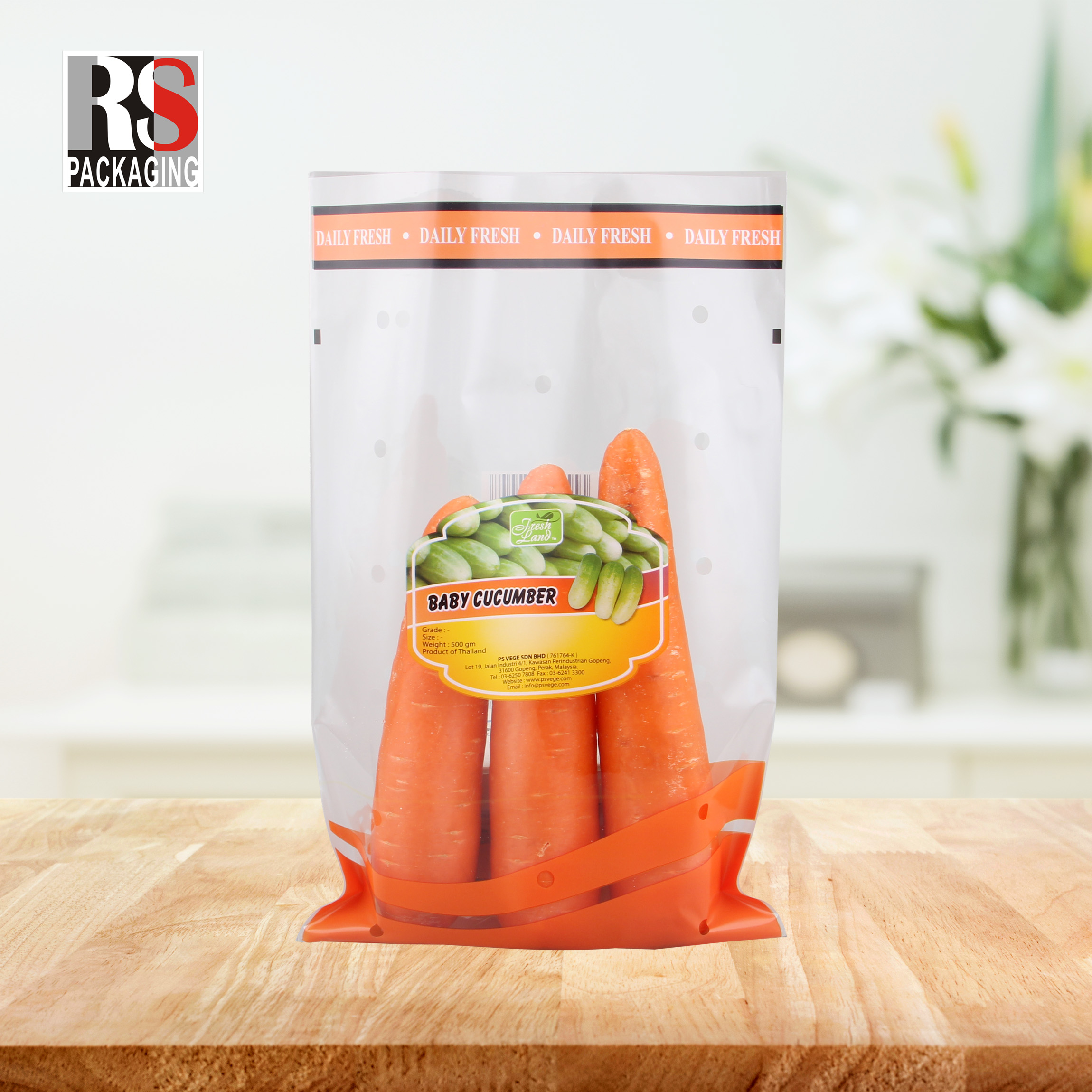 Clear Micro Perforated Bag Fresh Vegetable Plastic Packaging Bags Customized