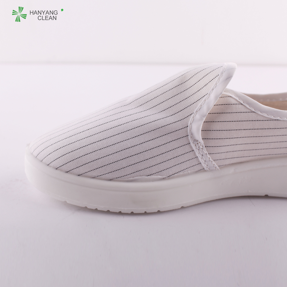 Breathable lint-free esd PU anti static clean room shoes blue stripe canvas safety shoes for electronic industry