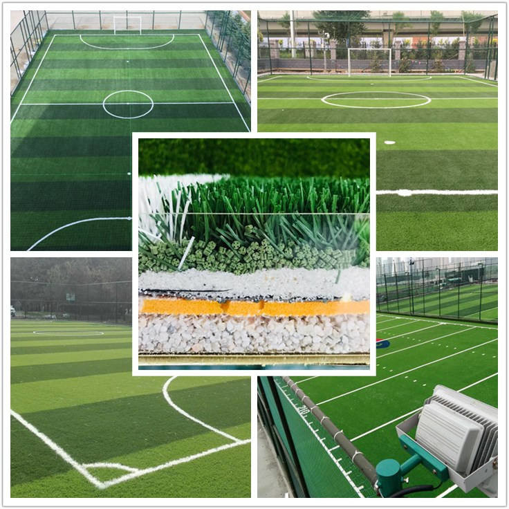 Bicolor Synthetic Futsal Artificial Grass Fire Resistant For Field Soccer