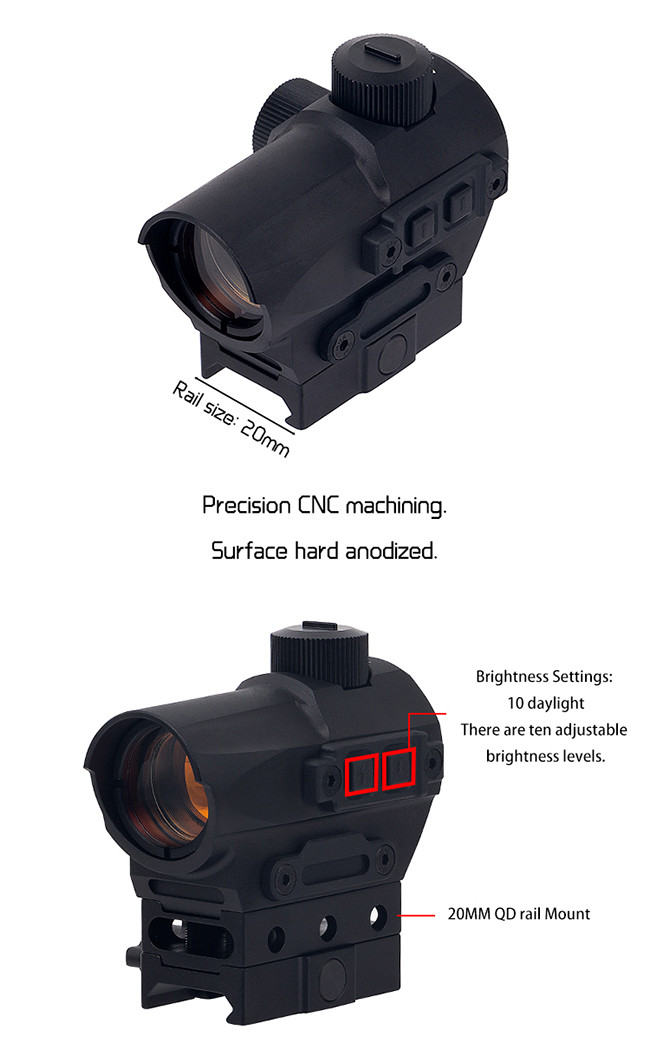 1x Magnification D10 Outdoor Red Dot Scope / Single Red Dot Hunting Scopes