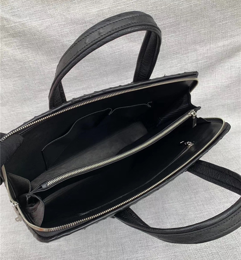 Authentic Ostrich Skin Businessmen Passcode Briefcase Handbag Exotic Genuine Leather Male Large Top-handle Working Purse