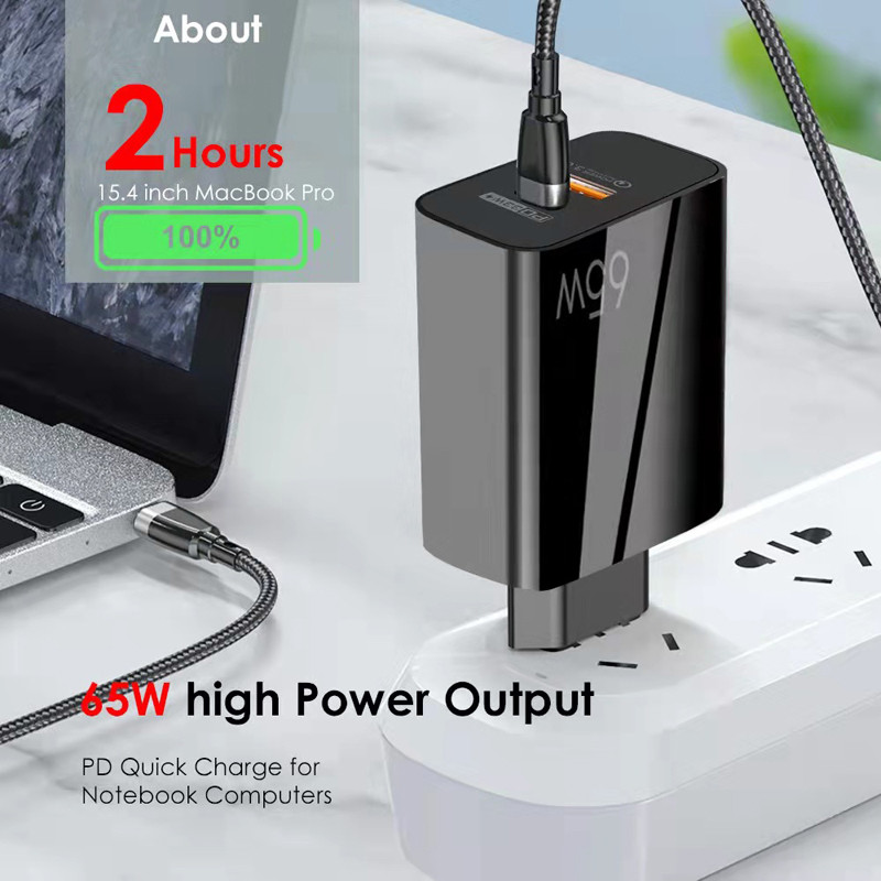 IPhone13 QC3.0 GaN Charger USB C USB A 2 Ports For MacBook Pro