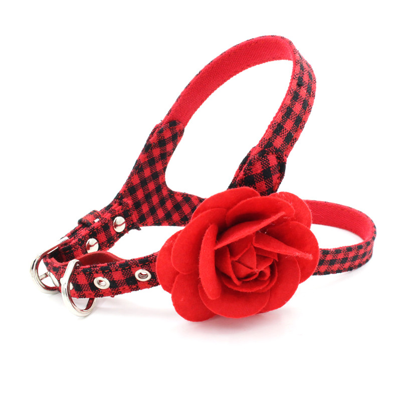 Cute Flower Dog Collars And Leashes Perfect Fit Harness With Safety Hooks
