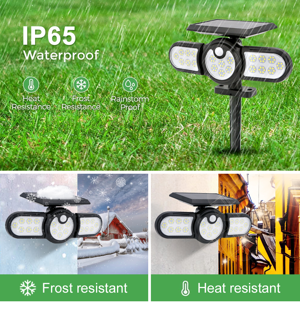 2400mAh 120LED USB Rechargeable Motion Sensor Light Three Head 140COB