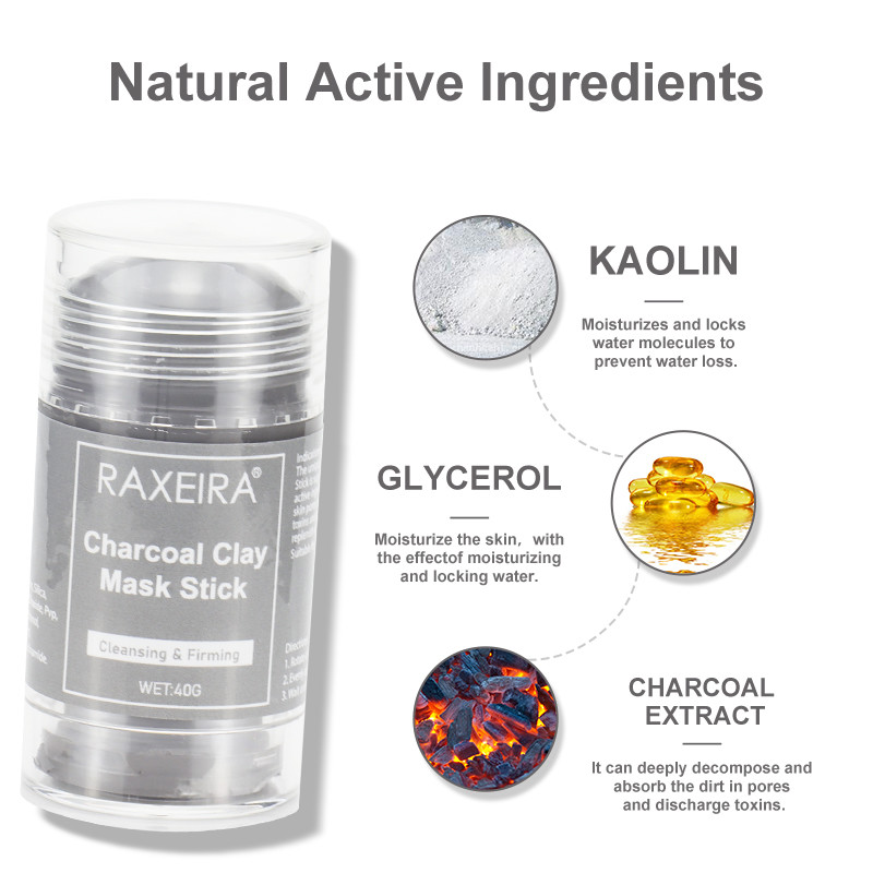 Face Mud Mask Cleansing Brightening Natural Charcoal Clay Mask Stick