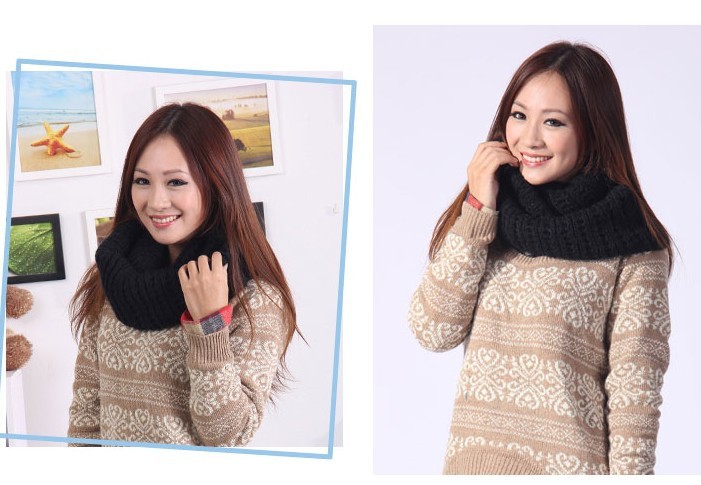 Fashion Accessory New Style Knitting Scarf Loopschal Wave Knit Scarf, Crocheted Ruffle Sca