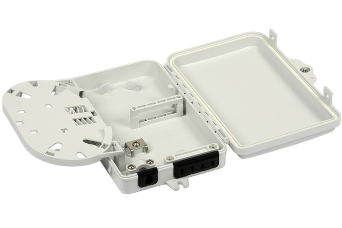 4Port Fiber Optic Terminal Box SC Simplex SM Cables White Waterproof IP-66