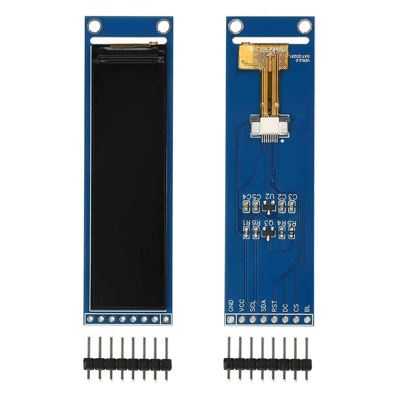 2.25 inch tft display module with PCB 76*284 dots 12:00 o"clock 4wire SPI interface 300nits