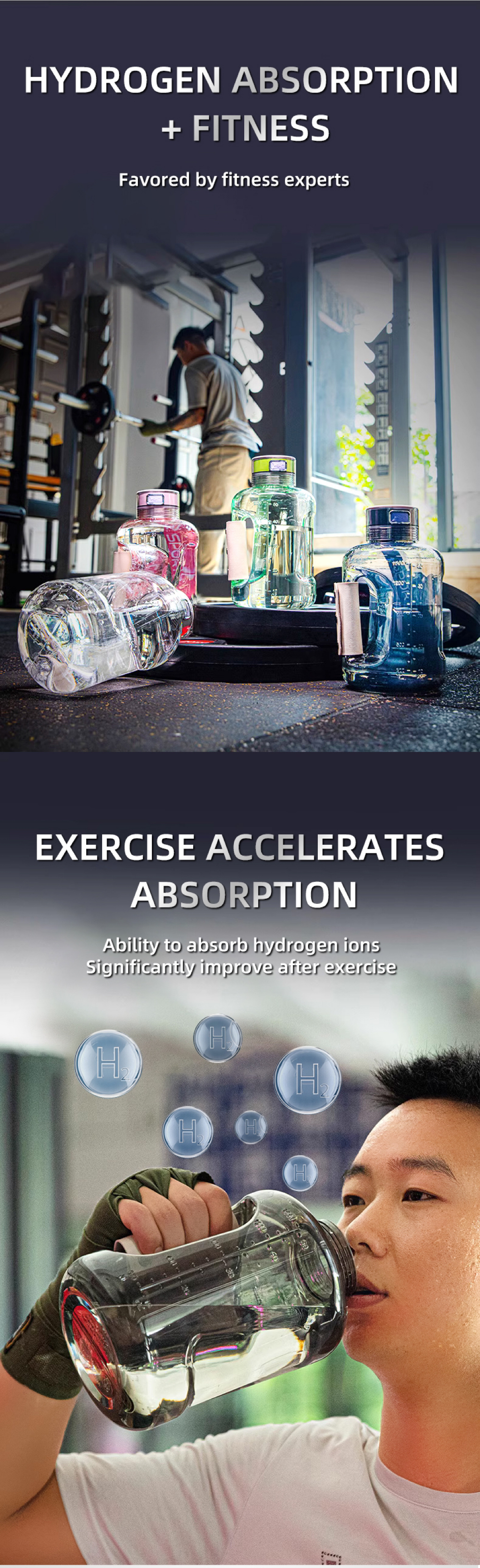 1500ML Portable Hydrogen Water Bottle For Sports Travel