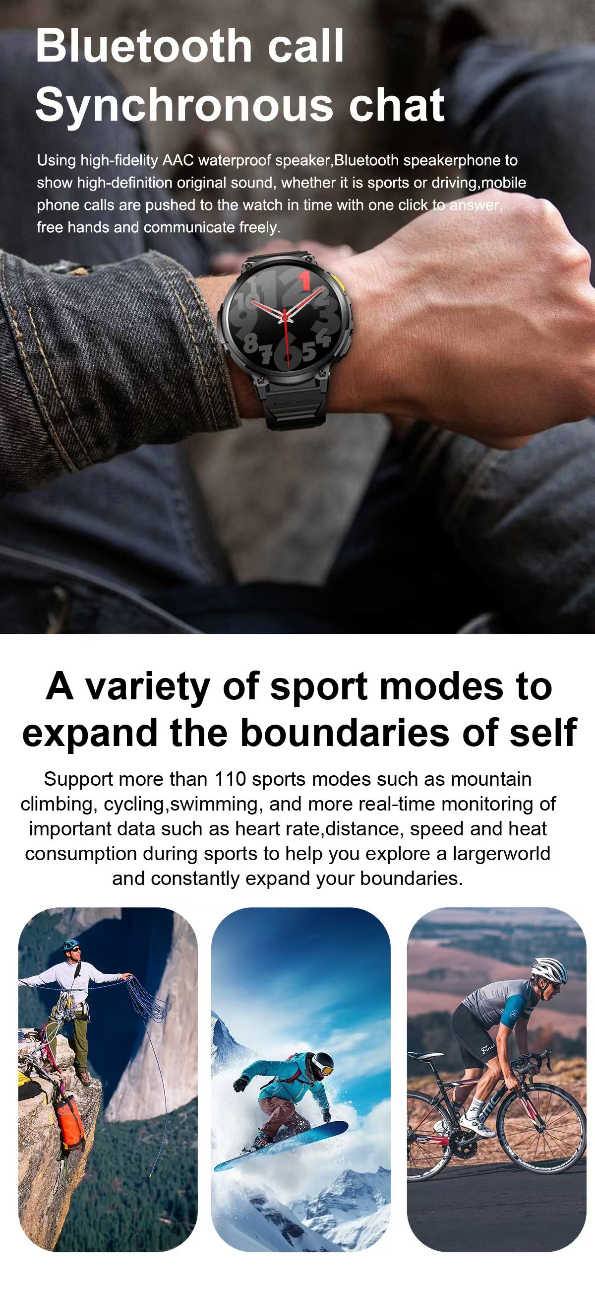 Outdoor BT Music Smart Watch IP68 Sleep Monitor SmartWatch K66 730mah Battery