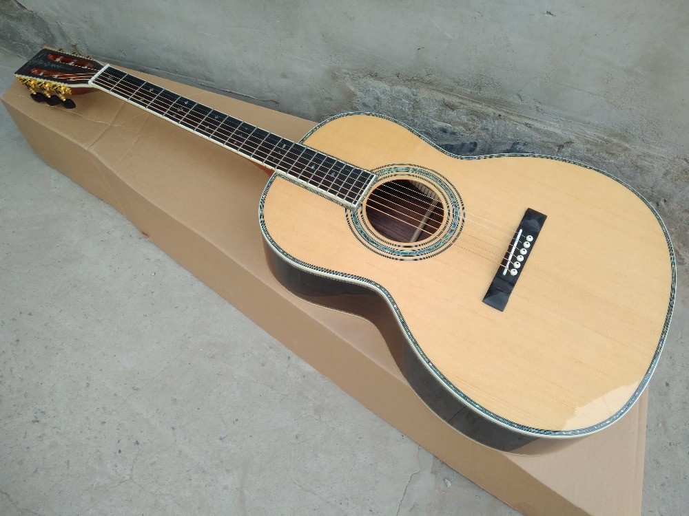 AAA solid spruce top 39 inch Acoustic Guitar custom Ebony fretboard ooo style electric Guitar
