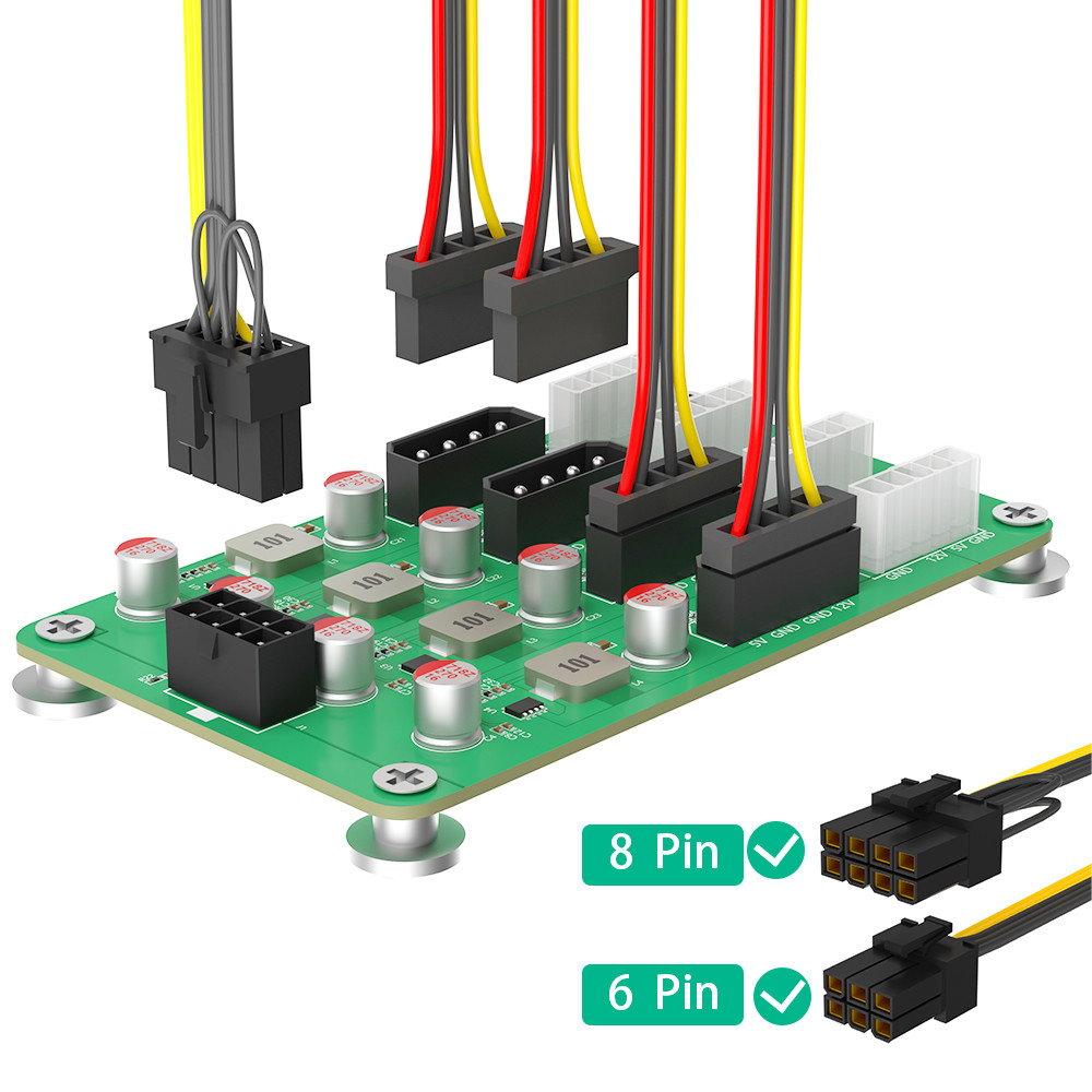 ATX 12V 3A Power Supply Breakout Adapter Board PSU 24 Pin 8pin