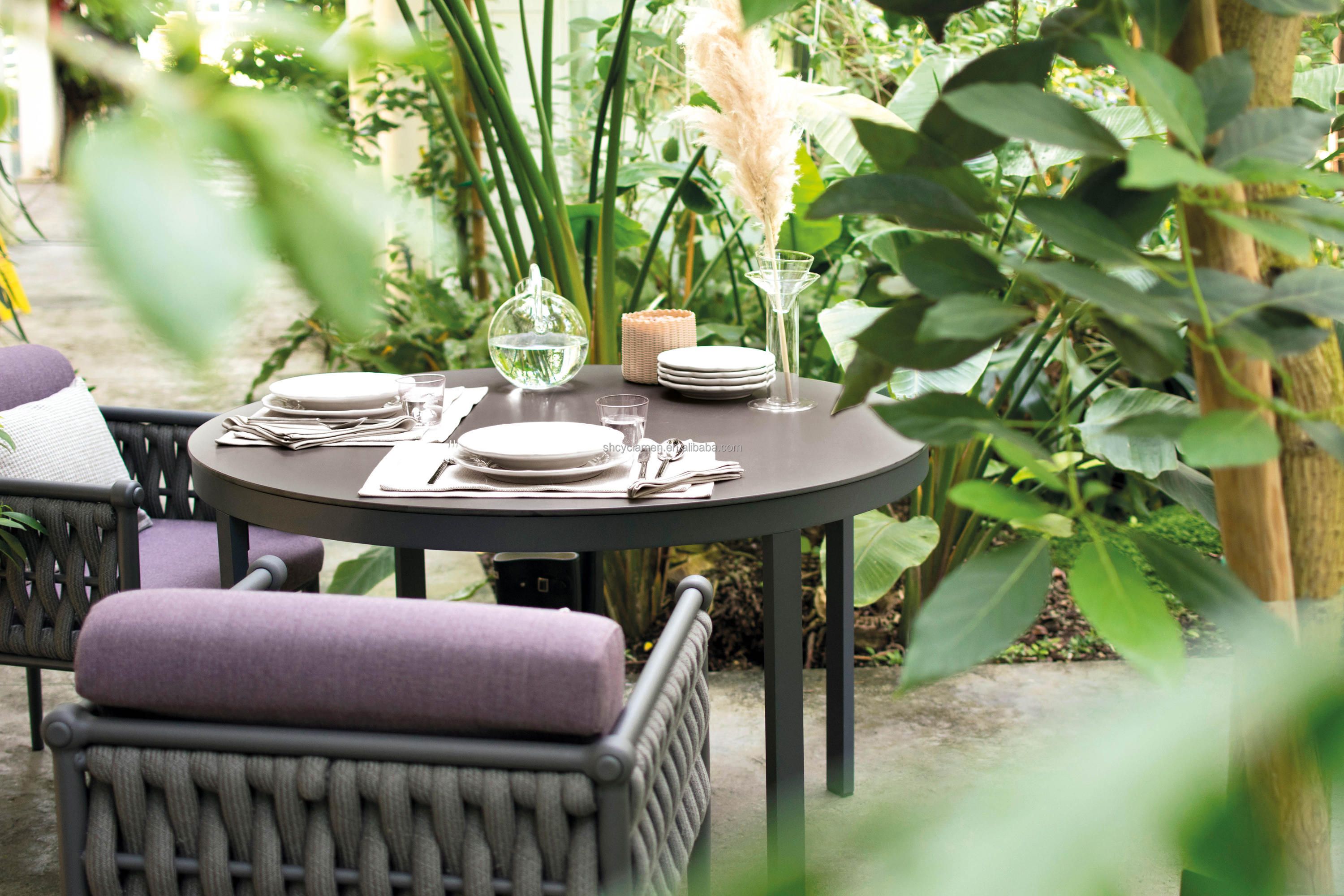 Waterproof UV Resistant Fabric 45D Density Cotton Rattan Garden Furniture Dining Set