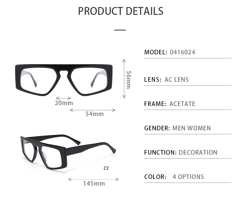 Women Mens Acetate Frame Glasses Optical 54-20-145 Hypoallergenic