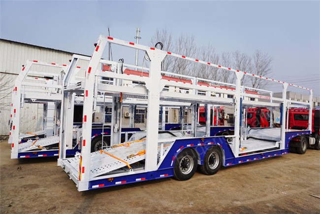 Double Axles Car Carrier Trailer For 9 Cars Transport Steel Material