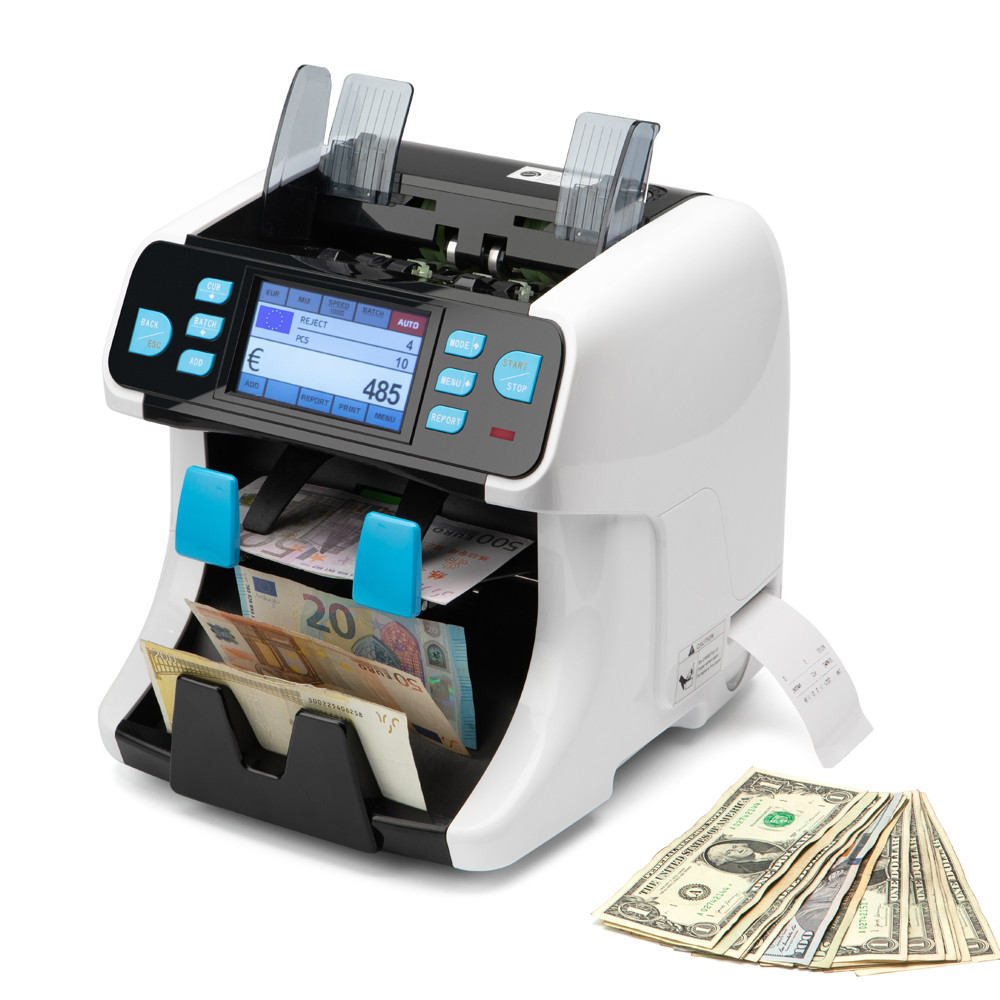 FMD-985 two-pocket banknote counter two pockets currency handling equipment bank mix denomination value counter sorter