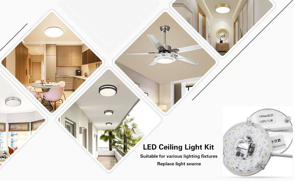 15W 100MM LED Light Engine For Dining Room 120V Ceiling Fan Panel Retrofit Kit With DOB Modules LED Ceiling Fan Light Replacement