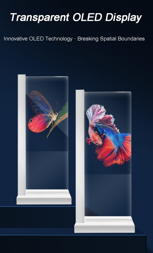 Android Operating System Transparent Oled Display Digital Signage with 8 Array Mic
