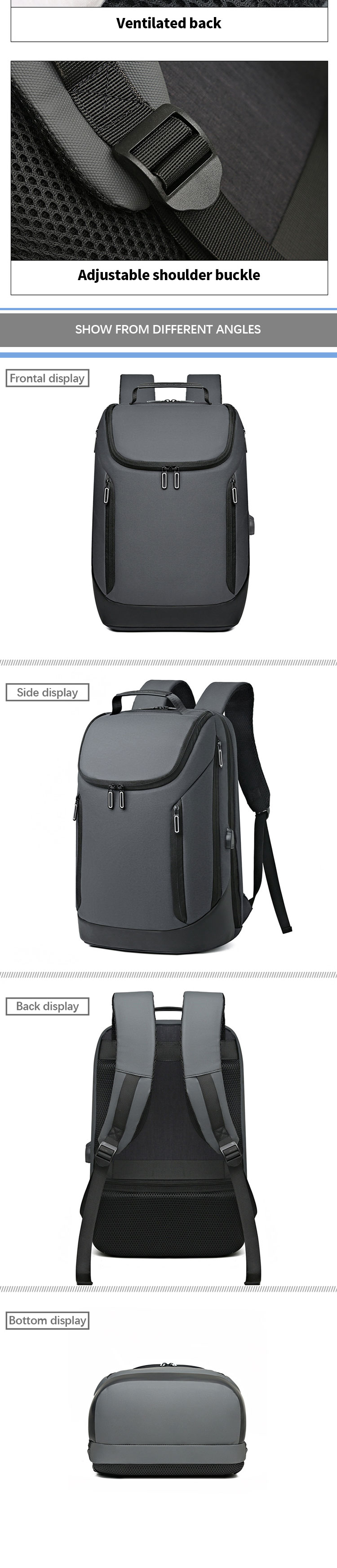 Multifunctional Smart Laptop Backpack Nylon Computer Bag USB Charger Anti Theft