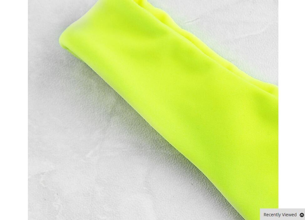 sport neon green sweatshirt Bikini vest with high bottom leg women sets Bikini plain beach swimsuit Sexy swimsuit
