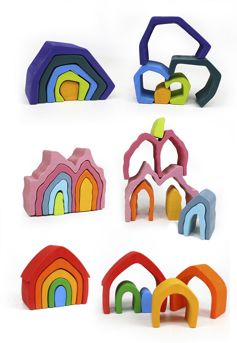 DIY Assembled 11.5cm Wooden Blocks Toys Montessori Block Set Stacked Balance