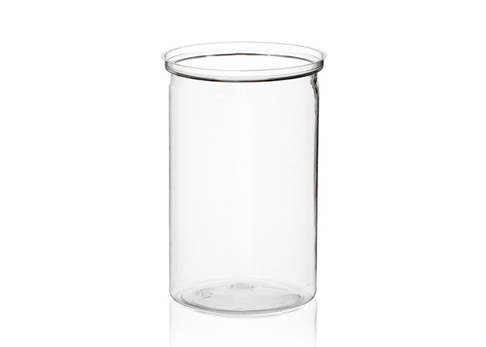 Transparent Food Grade Canister , Middle Size PET Plastic Cans